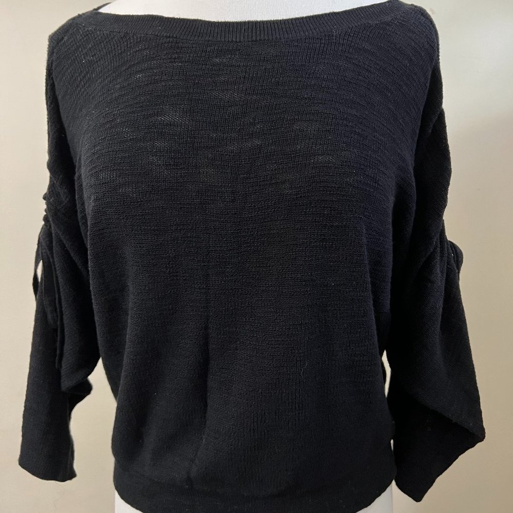Express black sweater with tie sleeves